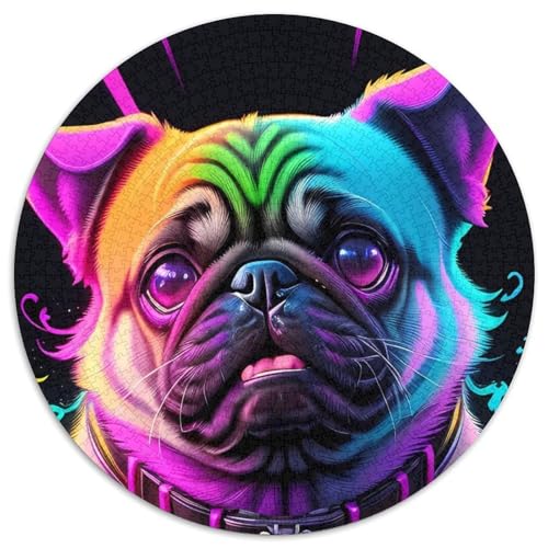 Niedliches Puzzle für Erwachsene im Retro-Stil mit Hund,1000 Teile,runde Puzzles mit 1000 Teilen für Erwachsene,Spaß für die ganze Familie,Basteln,perfekt für Geburtstage,Feiertage,67,5 x 67,5 cm Niedliches Puzzle für Erwachsene im Retro-Stil mit Hund,1000 Teile,runde Puzzles mit 1000 Teilen für Erwachsene,Spaß für die ganze Familie,Basteln,perfekt für Geburtstage,Feiertage,67,5 x 67,5 cm von LiJianXXR