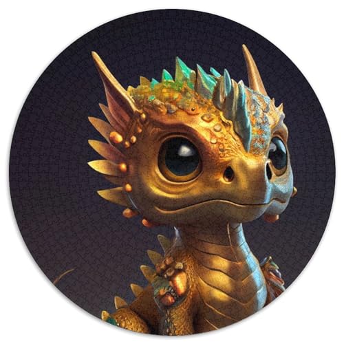 Niedliches Puzzle mit goldenem Drachen für Erwachsene, 1000 runde Puzzleteile, 1000 Teile, Familie und Freunde, geeignet für Kinder ab 14 Jahren, 67,5 x 67,5 cm von LiJianXXR