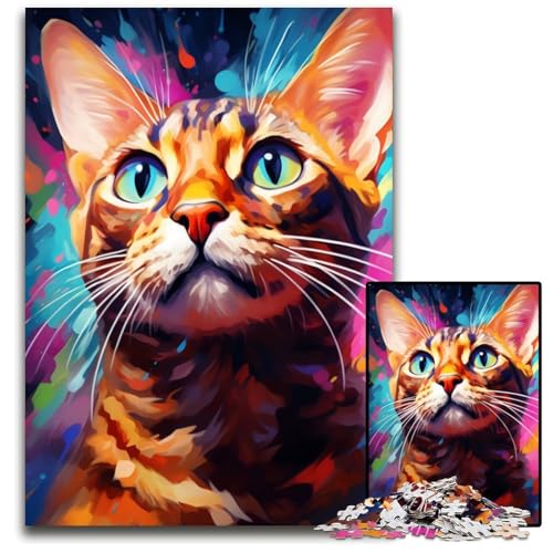 Ozelot-Puzzle 1000 Teile für Erwachsene. Unmögliches Puzzle für Erwachsene. Familienaktivität, Denksportaufgabe, Heimdekoration, 26x38cm/10,23x14,96 Zoll von LiJianXXR