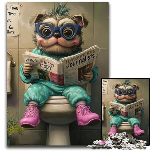 Pug Go Toilet 1000-teiliges Puzzle für Erwachsene, Puzzles für Erwachsene für Feiertage, Geburtstage und Familienspieleabende, 50x75cm/19,68x29,52 Zoll Pug Go Toilet 1000-teiliges Puzzle für Erwachsene, Puzzles für Erwachsene für Feiertage, Geburtstage und Familienspieleabende, 50x75cm/19,68x29,52 Zoll von LiJianXXR