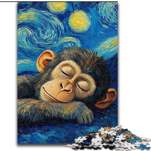 Puzzle 1000 Teile, AFFE-Nachthimmel, Puzzle aus Holz, ideal für Büro, Schlafzimmer, Wohnzimmer-Dekor, 1000 Teile(50x75cm) von LiJianXXR