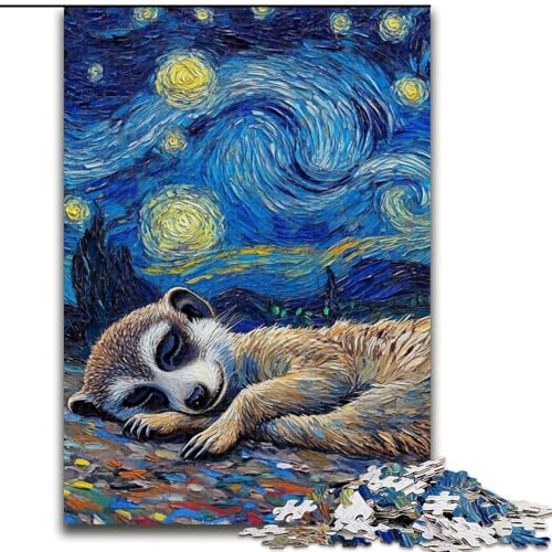 Puzzle 1000 Teile, Erdmännchen-Nachthimmel, aus Holz, Schwierigkeitsgrad: Anfänger, ideal als Geburtstags, 50x75cm, spannende Aktivität für den Familienspielabend von LiJianXXR