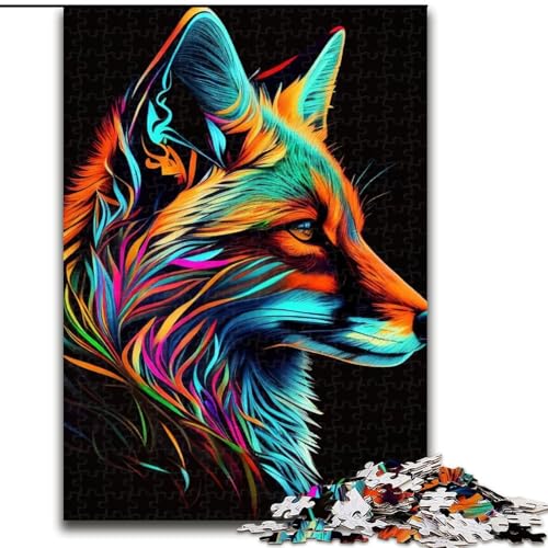 Puzzle 1000 Teile, Fuchs, Pop-Art-Tierpuzzle aus Holz, ideal als Dekoration für Zuhause und Büro, Geburtstag, 1000 Teile(50x75cm) von LiJianXXR