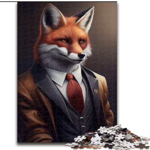 Puzzle 1000 Teile, Fuchsanzug, Tierpuzzle aus Holz, ideal für Büro, Schlafzimmer, Wohnzimmerdekoration, 1000 Teile(50x75cm) von LiJianXXR