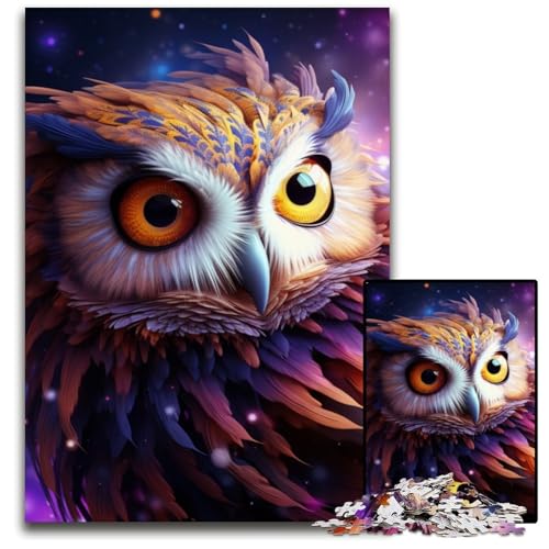 Puzzle 1000 Teile, Galaxie-Eule, Puzzle für Erwachsene, für Teenager und Familien, perfekte DIY-Dekoration und knifflige Herausforderung, 26x38cm/10,23x14,96 Zoll von LiJianXXR