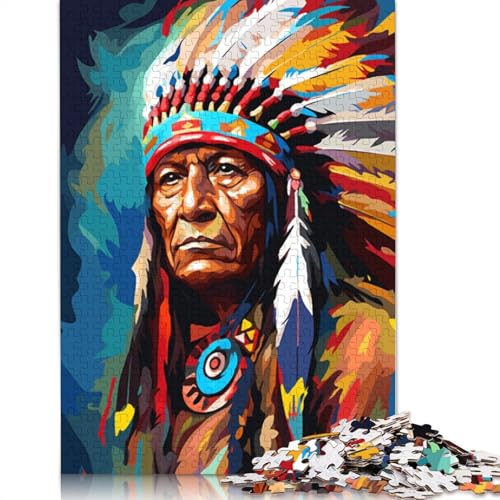 Puzzle 1000 Teile, Indianer-Puzzle für Erwachsene, Holzpuzzle, Puzzle für Kinder, Geschenke 75 x 50 cm von LiJianXXR