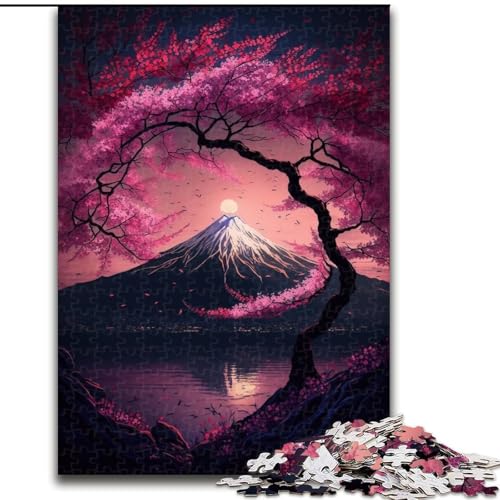 Puzzle 1000 Teile, Japanische Kirschblüten, aus Holz, perfekt für Familienspaß an Geburtstagen, Weihnachten, 50x75cm, Aktivität für Erwachsene und die ganze Familie, DIY-Geschenk zur Heimdekoration von LiJianXXR