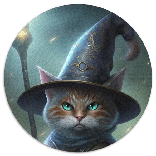Puzzle 1000 Teile, Magische Katze, 1000 Teile, rundes Puzzle, Denksportaufgabe, Teenager und Heimdekoration, 67,5 x 67,5 cm von LiJianXXR