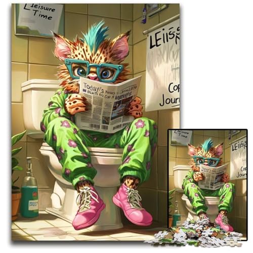 Puzzle 1000 Teile, Ocelot Go Toilet, Schwierige Puzzles für Erwachsene, Gehirn-Herausforderung, Geschenk, Lernaktivität für Teenager, 50x75cm/19,68x29,52 Zoll Puzzle 1000 Teile, Ocelot Go Toilet, Schwierige Puzzles für Erwachsene, Gehirn-Herausforderung, Geschenk, Lernaktivität für Teenager, 50x75cm/19,68x29,52 Zoll von LiJianXXR