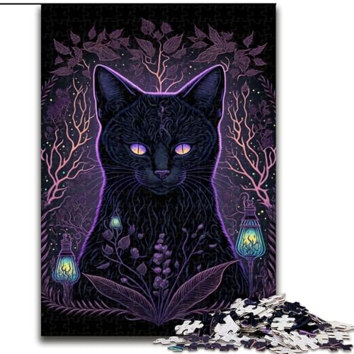 Puzzle 1000 Teile, Schwarzlichtkatze aus Holz, perfektes Weihnachts- und Neujahrsgeschenk, Feiertagsgeschenk 50x75cm für Geburtstag, Feiertage, Weihnachten, Halloween Puzzle 1000 Teile, Schwarzlichtkatze aus Holz, perfektes Weihnachts- und Neujahrsgeschenk, Feiertagsgeschenk 50x75cm für Geburtstag, Feiertage, Weihnachten, Halloween von LiJianXXR