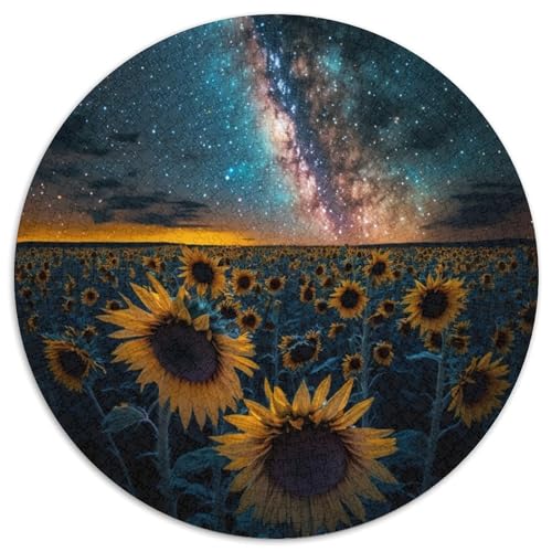 Puzzle 1000 Teile, Sonnenblume, 1000-teiliges rundes Puzzle für Erwachsene, interaktives Familienspiel, DIY-Heimdekoration, Gehirn-Herausforderung, Geschenk, 67,5 x 67,5 cm von LiJianXXR