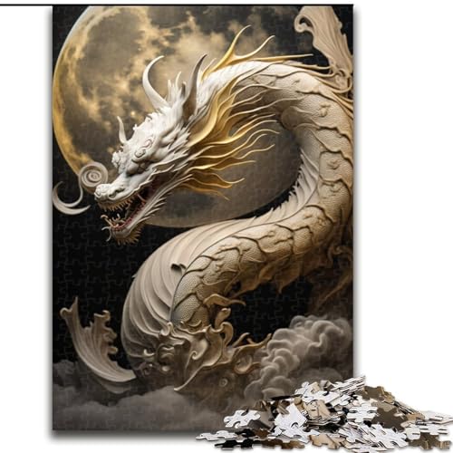 Puzzle 1000 Teile, Tapferer Drache, aus Holz, Schwierigkeitsgrad: Anfänger, ideal als Geburtstags, 50x75cm, spannende Aktivität für den Familienspieleabend von LiJianXXR