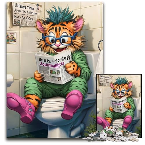 Puzzle 1000 Teile, Tiger Go Toilet, Schwierige Puzzles für Erwachsene, Gehirn-Herausforderung, Geschenk, Lernaktivität für Teenager, 26x38cm/10,23x14,96 Zoll Puzzle 1000 Teile, Tiger Go Toilet, Schwierige Puzzles für Erwachsene, Gehirn-Herausforderung, Geschenk, Lernaktivität für Teenager, 26x38cm/10,23x14,96 Zoll von LiJianXXR