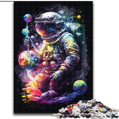 Puzzle 1000 Teile Astronautengemälde aus Holz, EIN tolles Geschenk für Familienspaß, 50x75cm, Kunstwerk-Dekor, Intelligenzspielzeug für Indoor-Spiele mit der Familie von LiJianXXR