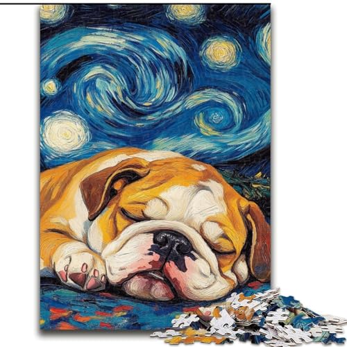 Puzzle 1000 Teile Bulldogge Nachthimmel aus Holz, Hochschwieriges Denkspiel für Teenager 50x75cm zum Geburtstag, Feiertag, Weihnachten Puzzle 1000 Teile Bulldogge Nachthimmel aus Holz, Hochschwieriges Denkspiel für Teenager 50x75cm zum Geburtstag, Feiertag, Weihnachten von LiJianXXR