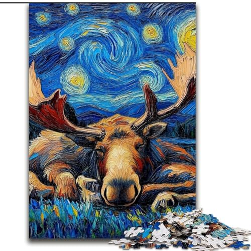 Puzzle 1000 Teile Elch-Nachthimmel aus Holz, hochschwieriges Denkspiel für Teenager 50x75cm als Geburtstags-, Urlaubs-, Weihnachts Puzzle 1000 Teile Elch-Nachthimmel aus Holz, hochschwieriges Denkspiel für Teenager 50x75cm als Geburtstags-, Urlaubs-, Weihnachts von LiJianXXR