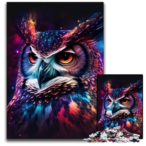 Puzzle 1000 Teile Eulen-Pappe-Puzzle für Erwachsene, interaktives Familienspiel, Heimdekoration zum Selbermachen, Denksport-Geschenk, 26x38cm/10,23x14,96 Zoll von LiJianXXR