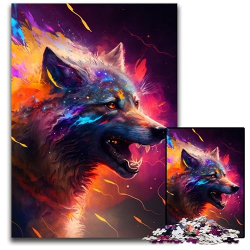 Puzzle 1000 Teile Fantasy Wolf Schwierige Puzzles für Erwachsene Gehirn-Herausforderungsgeschenk, pädagogische Aktivität für Teenager 26x38cm/10,23x14,96 Zoll von LiJianXXR