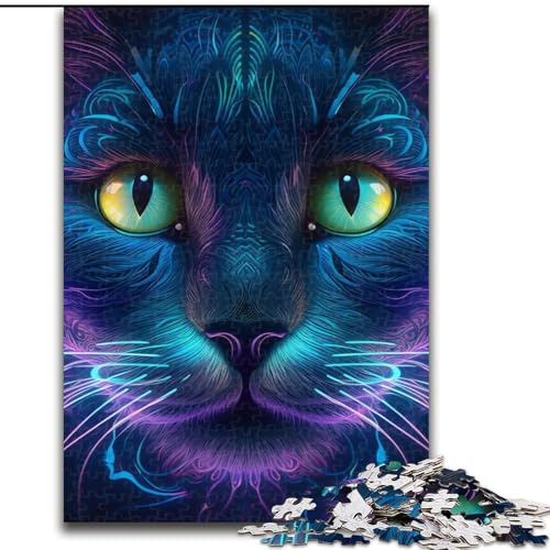 Puzzle 1000 Teile Geheimnisvolle Katze aus Holz, Hochschwieriges Denkspiel für Teenager 50x75cm zum Geburtstags-, Urlaubs-, Weihnachts- und Halloweengeschenk Puzzle 1000 Teile Geheimnisvolle Katze aus Holz, Hochschwieriges Denkspiel für Teenager 50x75cm zum Geburtstags-, Urlaubs-, Weihnachts- und Halloweengeschenk von LiJianXXR