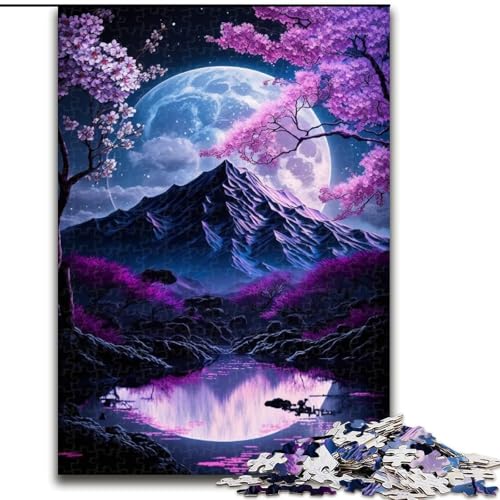 Puzzle 1000 Teile Japanische Landschaft Neon aus Holz, EIN tolles Geschenk für Familienspaß, 50x75cm, Kunstwerk-Dekor, Intelligenzspielzeug für Indoor-Spiele mit der Familie von LiJianXXR