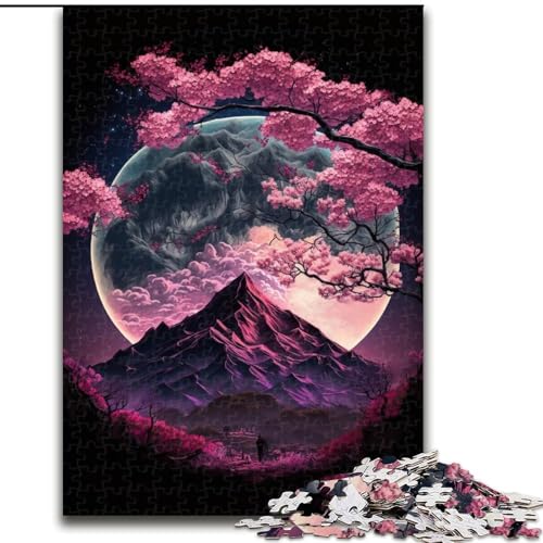 Puzzle 1000 Teile Japanische Landschaft Neon aus Holz, perfektes Weihnachts- und Neujahrsgeschenk, Feiertagsgeschenk 50x75cm DIY-Kunstdekor von LiJianXXR