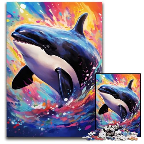 Puzzle 1000 Teile Killerwal-Puzzle aus Pappe für Erwachsene, interaktives Familienspiel, Heimdekoration zum Selbermachen, Denksport-Geschenk, 26x38cm/10,23x14,96 Zoll von LiJianXXR