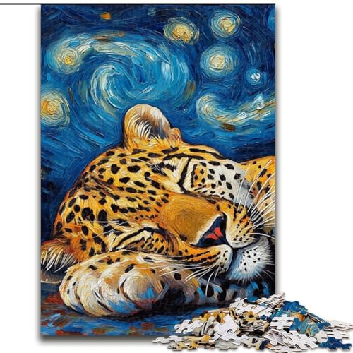Puzzle 1000 Teile Leoparden-Nachthimmel aus Holz, hochschwieriges Denkspiel für Teenager, 50x75cm, als Geburtstags-, Urlaubs-, Weihnachts Puzzle 1000 Teile Leoparden-Nachthimmel aus Holz, hochschwieriges Denkspiel für Teenager, 50x75cm, als Geburtstags-, Urlaubs-, Weihnachts von LiJianXXR