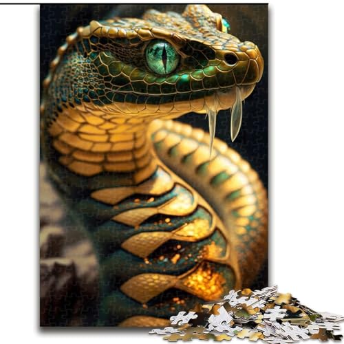Puzzle 1000 Teile Mystische Königskobra aus Holz, Hochschwieriges Denkspiel für Teenager 50x75cm zum Geburtstags-, Urlaubs-, Weihnachts- und Halloweengeschenk von LiJianXXR