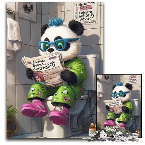 Puzzle 1000 Teile Panda Go Toilette Karton Puzzles für Erwachsene Interaktives Familienspiel, DIY Heimdekoration, Denksport-Geschenk 26x38cm/10,23x14,96 Zoll Puzzle 1000 Teile Panda Go Toilette Karton Puzzles für Erwachsene Interaktives Familienspiel, DIY Heimdekoration, Denksport-Geschenk 26x38cm/10,23x14,96 Zoll von LiJianXXR