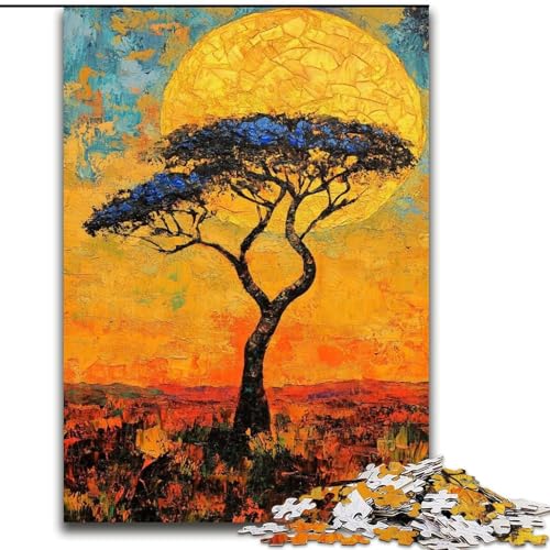 Puzzle 1000 Teile für Erwachsene, Afrikanische Graslandschaften, Elefantenspielzeug, Denkspiel, Geburtstagsgeschenk, Geschenke, Wandkunst für Kinder ab 14 Jahren (Größe 26x38cm) von LiJianXXR