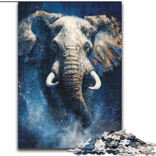 Puzzle 1000 Teile für Erwachsene, Aquarell-Elefant, für Erwachsene ab 14 Jahren, Lernspiel, Herausforderung, Spielzeug, Geschenk zum Geburtstag (Größe 50x75cm) von LiJianXXR