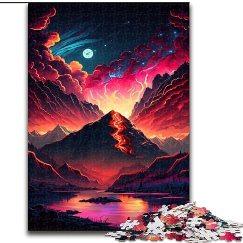 Puzzle 1000 Teile für Erwachsene, Berglandschaft aus Holz, Kinder ab 14 Jahren, 50x75cm, DIY-Kunstdekor von LiJianXXR