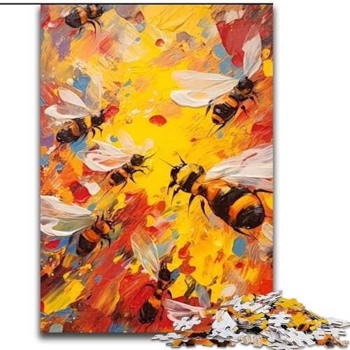 Puzzle 1000 Teile für Erwachsene, Bienenmalerei, aus Holz, Kinder ab 14 Jahren, 50x75cm, spannende Aktivität für den Familienspieleabend von LiJianXXR