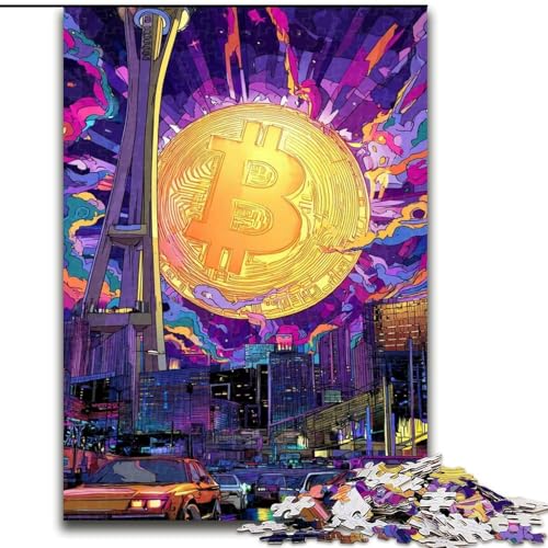 Puzzle 1000 Teile für Erwachsene, Bitcoin-Logo, Stressabbau mit vollständig ineinandergreifenden, zufällig geformten Teilen für Kinder ab 14 Jahren (Größe 26x38cm) von LiJianXXR