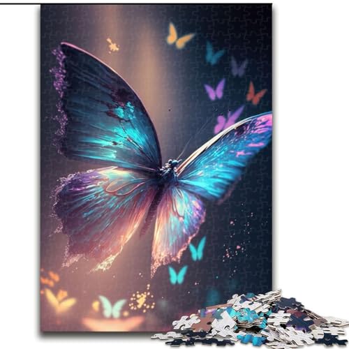 Puzzle 1000 Teile für Erwachsene, Blaue Schmetterlinge, aus Holz, Kinder ab 14 Jahren, 50x75cm, DIY-Kunstdekor von LiJianXXR