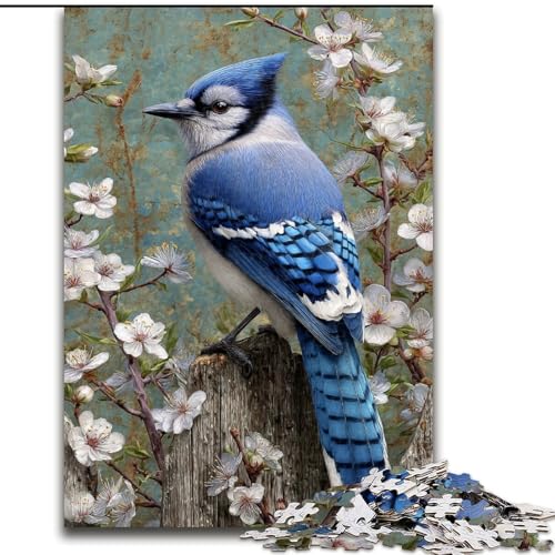 Puzzle 1000 Teile für Erwachsene, Blauer Vogel, für Erwachsene ab 14 Jahren, Lernspiel, Herausforderung, Spielzeug, Geschenk zum Geburtstag (Größe 50x75cm) von LiJianXXR