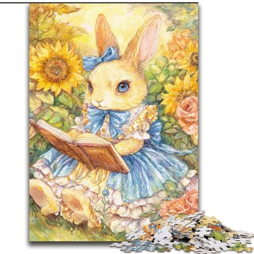 Puzzle 1000 Teile für Erwachsene, Blumenhase, für Kinder ab 14 Jahren Jedes Teil ist einzigartig – lustiges und herausforderndes Spiel für die ganze Familie Tolles Geschenk (Größe 50x75cm) von LiJianXXR