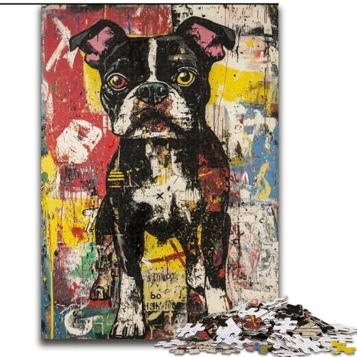 Puzzle 1000 Teile für Erwachsene, Boxerhund, Stressabbau mit vollständig ineinandergreifenden, zufällig geformten Teilen für Kinder ab 14 Jahren (Größe 50x75cm) von LiJianXXR