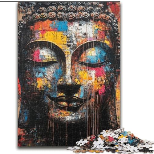 Puzzle 1000 Teile für Erwachsene, Buddha-Ölgemälde, Stressabbau mit vollständig ineinandergreifenden, zufällig geformten Teilen für Kinder ab 14 Jahren (Größe 26x38cm) von LiJianXXR