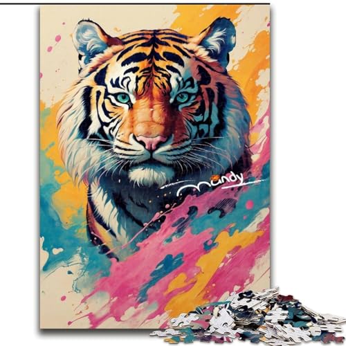 Puzzle 1000 Teile für Erwachsene, Bunte Tigerkunst aus Holz, interaktives Familienspiel, geeignet für Kinder ab 14 Jahren, 50x75cm, für interaktives Familienspiel Puzzle 1000 Teile für Erwachsene, Bunte Tigerkunst aus Holz, interaktives Familienspiel, geeignet für Kinder ab 14 Jahren, 50x75cm, für interaktives Familienspiel von LiJianXXR