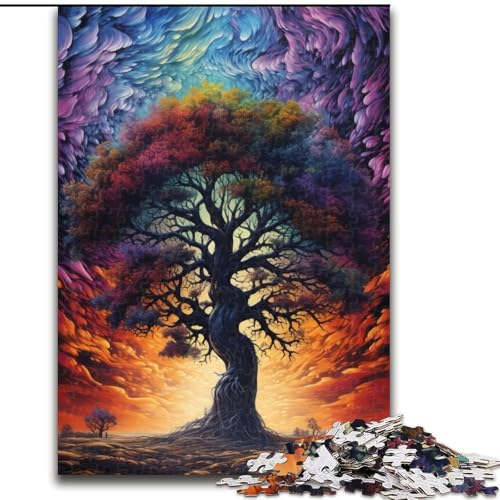 Puzzle 1000 Teile für Erwachsene, Bunter Lebensbaum aus Holz, Kinder ab 14 Jahren, 50x75cm, DIY-Kunstdekor von LiJianXXR