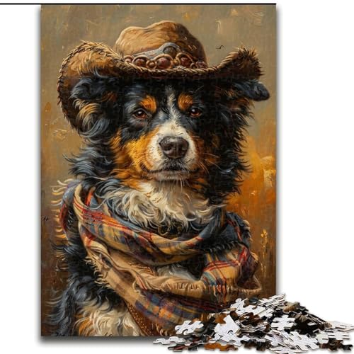 Puzzle 1000 Teile für Erwachsene, Cowboy-Border-Collie, Elefantenspielzeug, Denkspiel, Geburtstagsgeschenk, Geschenke, Wandkunst für Kinder ab 14 Jahren (Größe 50x75cm) von LiJianXXR