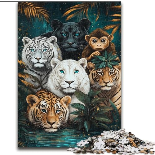 Puzzle 1000 Teile für Erwachsene, Dschungeltiere, für Kinder ab 14 Jahren Jedes Teil ist einzigartig – lustiges und herausforderndes Spiel für die ganze Familie Tolles Geschenk (Größe 50x75cm) von LiJianXXR