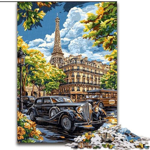Puzzle 1000 Teile für Erwachsene, Eiffelturm-Ölgemälde, für Erwachsene ab 14 Jahren, Lernspiel, Herausforderung, Spielzeug, Geschenk zum Geburtstag (Größe 26x38cm) von LiJianXXR
