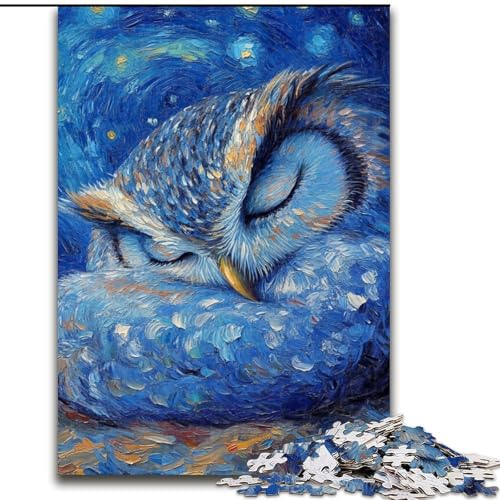 Puzzle 1000 Teile für Erwachsene, Eulen-Nachthimmel-Puzzle aus Holz, geeignet für Geburtstage, Halloween, Thanksgiving, Ostern, 1000 Stück(50x75cm) von LiJianXXR