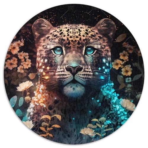 Puzzle 1000 Teile für Erwachsene, Fantasy-Leopard, rund, Puzzle 1000 Teile für Erwachsene, perfekt für Familienspaß, Partyspiele, Geburtstagsgeschenke, 67,5 x 67,5 cm von LiJianXXR
