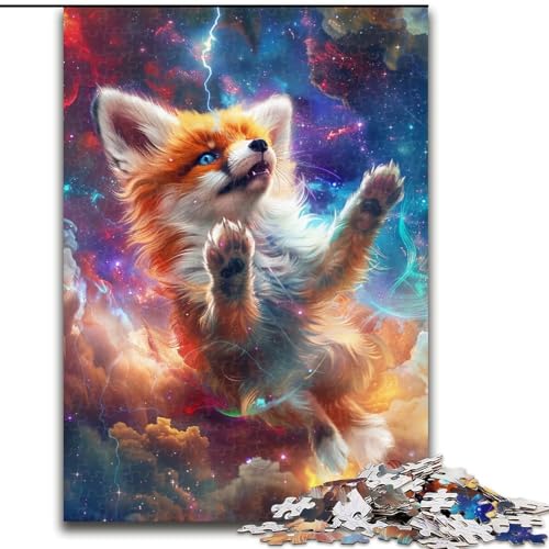 Puzzle 1000 Teile für Erwachsene, Fuchs in der Galaxie, aus Holz, Kinder ab 14 Jahren, 50x75cm, DIY-Kunstdekor von LiJianXXR