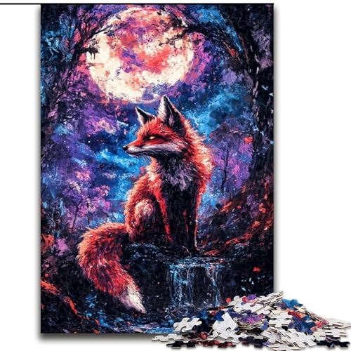 Puzzle 1000 Teile für Erwachsene, Fuchs unter dem Mond, für Erwachsene ab 14 Jahren, Lernspiel, Herausforderung, Spielzeug, Geschenk zum Geburtstag (Größe 26x38cm) von LiJianXXR