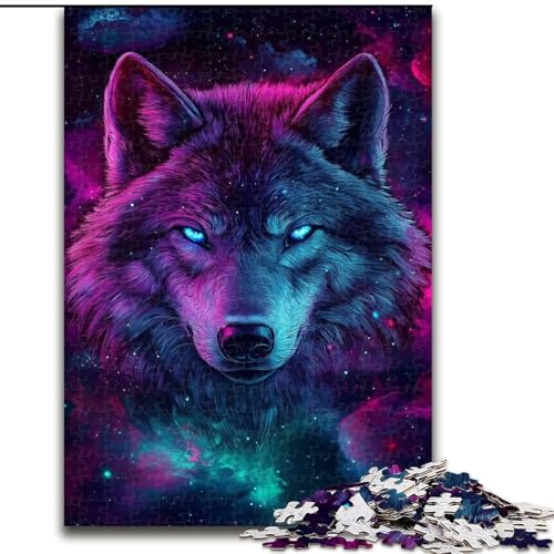 Puzzle 1000 Teile für Erwachsene, Galaxy Wolf-Puzzle aus Karton, Weihnachten, Halloween, Ostern, Neujahr, 1000 Teile(26x38cm) von LiJianXXR