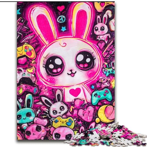 Puzzle 1000 Teile für Erwachsene, Geschenk, rosa Häschen, geeignet für Kinder ab 14 Jahren, Lernspiele für zu Hause, DIY-Spielzeug, Kunstwerk, Geschenk (Größe 26x38cm) von LiJianXXR